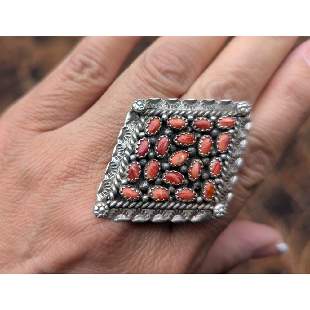 Vtg Navajo Ring Marked Sterling Native Am‎ Women's Jewelry Adjustable ***
